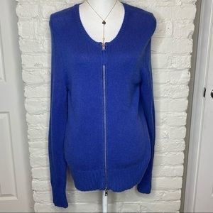 Lord & Taylor Cashmere Blend Zip Up Knit Sweater L
